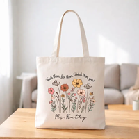 Sac fourre-tout personnalisé avec fermeture éclair, sac en toile avec nom personnalisé, cadeaux de remerciement pour les enseignants et le personnel scolaire