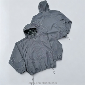 ES Bán Buôn Tùy Chỉnh Người Đàn Ông Của Thể Thao Không Thấm Nước Phản Quang Zip up Polyester Áo Gió Theo Dõi Áo Khoác Và Quần Set Tracksuit - Product Image 2