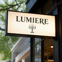 Boîte à lumière décorative extérieure simple et écologique en acrylique et acier inoxydable, panneau mural suspendu pour magasin, numéro de maison