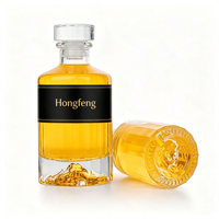 Bouteille en verre de luxe avec bouchon en liège pour rhum, vodka, whisky, liqueur, gin, design Mountain Bottom, 100 ml, 250 ml, 500 ml, 1000 ml