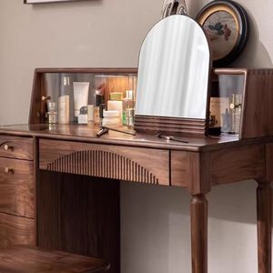 Black Walnut <b>Wood</b> Dressing Table With Storage Cabinet Retro Makeup <b>Desk</b> <b>Solid</b> <b>Wood</b> With Drawers Bedroom Vanity - Product Image 4