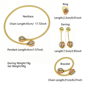 Ensemble de bijoux 4 pièces en forme de <span class=keywords><strong>coccinelle</strong></span>, trois tons, design simple et spécial, populaire et très demandé, comprenant bague, collier, bracelet et boucles d'oreilles, pour soirée - Product Image 3