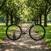 Vélo de course à pignon fixe léger en alliage d'aluminium à vitesse unique avec freins V doubles pour adultes - BB027