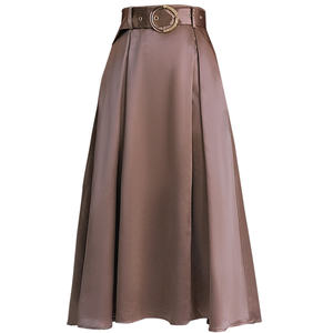 Nouvel arrivage de jupes longues mi-longues en satin de soie pour femmes, taille haute, design de mode, douces, élégantes et sexy, de bureau pour femmes - Product Image 1