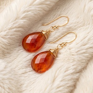 Ear Enlace Oem Odm 14K Gold Plated Wire Wrapped Teardrop Faceted Carnelian Dangle <b>Hook</b> <b>Earrings</b> Natural Gemstone Women Jewelry - Product Image 3