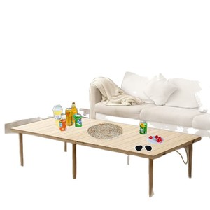 Wooden <b>Folding</b> Coffee <b>Table</b> Rectangular Natural Wood Color <b>Outdoor</b> Indoor Use - Product Image 5