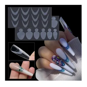 2024 New Hot Selling 12pcs Nail Extension Tips Tape Jelly French Tips Tab Nail Adhesive Sticker