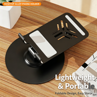 Support de téléphone de bureau en alliage Medal Alloy, rotatif à 360°, avec charnière métallique amortissante, support réglable pour téléphones et tablettes de 4 à 16 pouces
