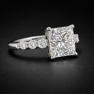 Simple platinum <b>diamond</b> <b>ring</b> for women minimal engagement wedding <b>ring</b> elegant fine jewelry gift for her - Product Image 3