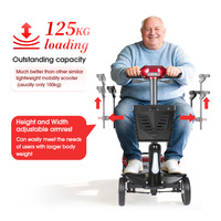 Scooter électrique tout-terrain pour personnes âgées et handicapées, siège large réglable, capacité de charge de 125 kg, poids léger de 14 kg, batterie 30 Ah, autonomie de 45 km