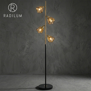 Tree Floor Lamp <b>Standing</b> Iron Glass Modern Retro Amber LED E27 Living Room Bedroom Factory Direct Wholesale Supply - Product Image 1