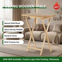Table d'appoint pliante moderne en bois massif, gain de place, avec structure en X en bois