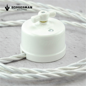 Interruptor de Luz de Pared, Enchufe de Pared, Montaje Superficial, Porcelana, Retro, Blanco, Uso en Hoteles de Lujo, 16A 250V, Botón de Encendido - Product Image 5