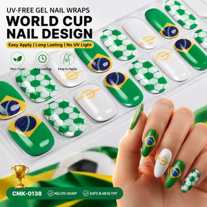 Bandes d'ongles 3D brillantes qualité salon, motifs football, autocollants sportifs pour nail art, sans lampe UV, enveloppes d'ongles en gel sans UV - Product Image 3