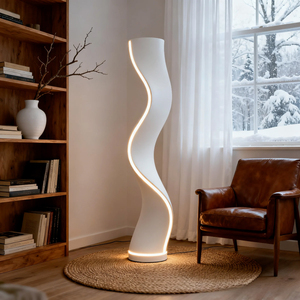 Lámpara de Pie Moderna con Diseño Minimalista en Plástico Blanco, Altura Ajustable, Control Táctil, Luz LED Cálida y Suave, Tamaño Grande - Product Image 3