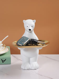 Unique mignon ours polaire résine artisanat créatif dessin animé ornement pour salon meuble TV plateau décoration clé stockage idée cadeau - Product Image 2