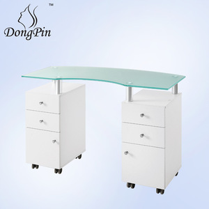 Mesa de Manicura Dongpin con Doble Gabinete y Vidrio Templado 3453 para Uso en Oficina, Individual - Product Image 4