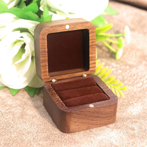 Caja de Madera Simple para Anillos de Boda, Organizador de Joyería Cuadrado para Parejas, Venta al Por Mayor - Product Image 5