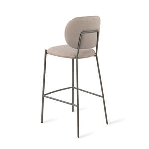 <span class=keywords><strong>Tabouret</strong></span> <span class=keywords><strong>de</strong></span> <span class=keywords><strong>bar</strong></span> moderne en tissu <span class=keywords><strong>taupe</strong></span> clair, chaise <span class=keywords><strong>de</strong></span> <span class=keywords><strong>bar</strong></span> ovale rembourrée à hauteur <span class=keywords><strong>de</strong></span> comptoir avec pieds en métal fin mat et repose-pieds - Product Image 4