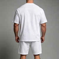 HONFIT Ensemble de sport décontracté en polyester et coton pour homme – T-shirt et short unis, idéal pour la gym et le fitness
