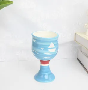 Original ins style creative hand-painted stemware ceramic wine glass
