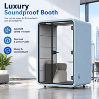 Cabine Acoustique de Confidentialité en Verre pour Bureau, Pod Mobile pour Hôtel, Ventilation, Design Moderne, Éclairage LED, Garantie 3 Ans, Construction en Acier pour Bureaux
