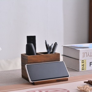 Wooden remote <b>control</b> storage box, multi-functional desktop <b>phone</b> and tablet holder, creative tabletop storage box <b>for</b> living - Product Image 1