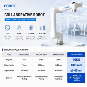 Bras robotique collaboratif FOBOT MB12CP-1250 12 kg 6 axes, portée de 1250 mm, IP67, avec PLC et SDK pour l'automatisation industrielle - Product Image 4