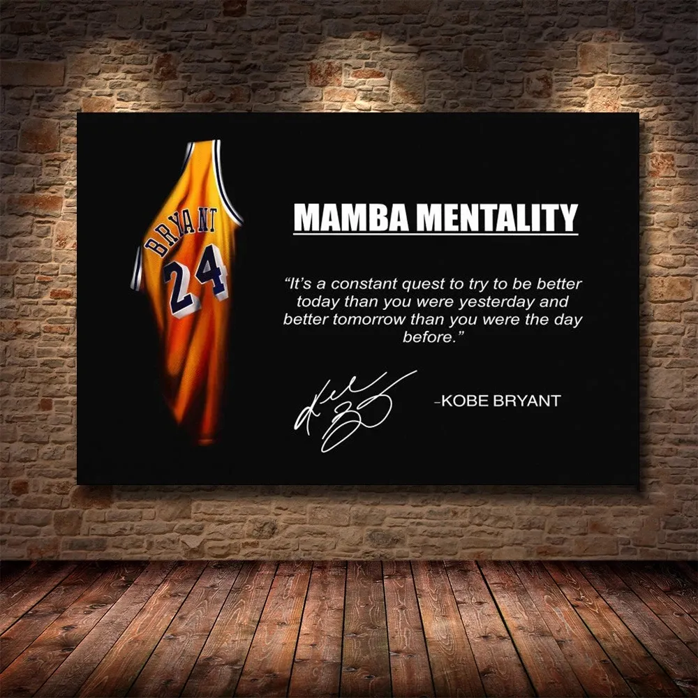 Kobe Bryant motivasyon alıntı posteri ve baskılar Mamba ruhu spor salonu dekor spor spor duvar sanatı hayranları için ev dekorasyon