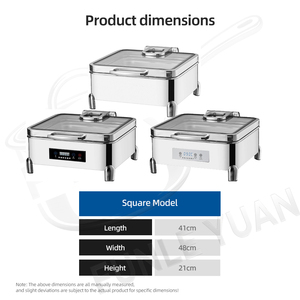 FLEY Réchaud de Buffet Électrique Hydraulique Premium 9L en Acier Inoxydable avec Couvercle en Verre Doré/Argenté pour Hôtels, Restaurants et Buffets - Product Image 3