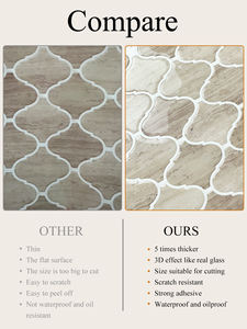 Carreaux muraux autocollants en <span class=keywords><strong>travertin</strong></span> <span class=keywords><strong>beige</strong></span>, forme lanterne arabesque, avec <span class=keywords><strong>joint</strong></span> blanc, à peler et coller, pour murs d'accent modernes - Product Image 3