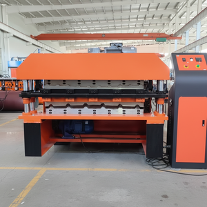 Máquina formadora de rollos de perfil de construcción CNC doble, fábrica de maquinaria para fabricación de azulejos esmaltados corrugados de Purlin para techos de una sola capa - Product Image 1