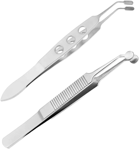 Pinzas de belleza profesionales de acero inoxidable para volumen de pestañas, masaje de párpados, mango cruzado, antiestáticas y ligeras para cejas - Product Image 1