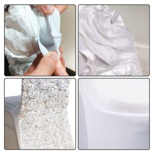 <b>2023</b> Wholesale Multifunction Custom Logo Promotional Rosette Chair Cover White Banquet Spandex Gold Color Folding for Wedding - Product Image 5