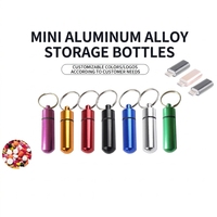 Porte-clés étanche en aluminium pour pilules, personnalisable avec logo, format voyage, organisateur de pilules, cadeau promotionnel en gros