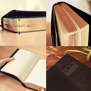 School Hardcover PU Faux Leather Journal A6 Blank Notebook Durable Notepad Thread <b>Sewing</b> Bound Customizable Pages - Product Image 3