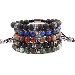 Neues Design Herren Armband Naturstein Edelstahl Blattfeder Charms Makramee Freundschaft armband Herren JBS11622 - Product Image 2