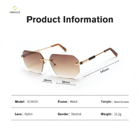 Lunettes de soleil sans monture de marque Omelle - Branches en métal et protection UV dégradée à coupe diamant personnalisable