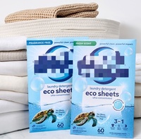 Feuilles de lessive écologiques professionnelles pour salle de bain, options de parfum personnalisées, élimination puissante des odeurs, lot de 30 pièces