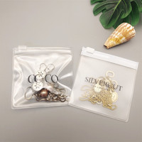 Emballages de bijoux personnalisés en plastique avec logos, pochette à bijoux en PVC transparent/givré, petit sac à fermeture éclair pour grandes boucles d'oreilles