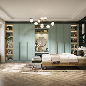 Armoire intégrée de style français BALOM, armoire de chambre à coucher <span class=keywords><strong>en</strong></span> <span class=keywords><strong>bois</strong></span> massif, fermeture douce, montage facile, sur mesure, OEM, vente <span class=keywords><strong>en</strong></span> gros - Product Image 3