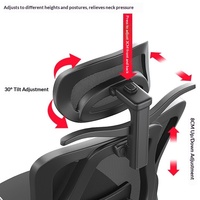 Chaise de bureau ergonomique Yazhi en maille avec support lombaire, réglable en hauteur, pivotante, dossier confortable pour longues sessions assises