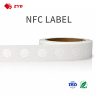 Étiquette NFC NTAG213 15 mm ISO14443A, imperméable, autocollante, impression personnalisée pour l'automatisation des smartphones et les cartes de visite numériques