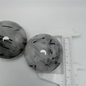 Yüksek kalite sıcak satış doğal siyah Rutilated kuvars küre siyah saç kristal dekorasyon için yuvarlak top