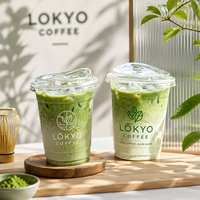 Gobelets en plastique PET transparents jetables avec couvercles et pailles, imprimés avec logo personnalisé, anti-effraction, pour matcha et café, 12, 16, 32 oz, vente en gros