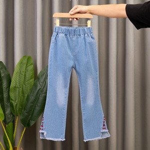 Jeans in denim da bambina Primavera Autunno 2026, nuovi ed eleganti, stile coreano, a zampa d'elefante, lavaggio delicato, <span class=keywords><strong>pantaloni</strong></span> trendy per bambini - Product Image 2