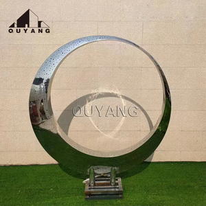 Sculpture de <span class=keywords><strong>lune</strong></span> en acier inoxydable poli miroir, grande statue de jardin en métal d'art abstrait moderne QUYANG - Product Image 5