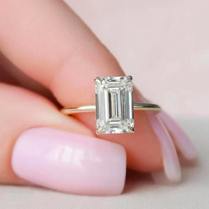Anillo de Compromiso Solitario de Diamante Cultivado <span class=keywords><strong>en</strong></span> Laboratorio con Corte Esmeralda <span class=keywords><strong>en</strong></span> Oro Sólido de 14K, Color E, Certificado IGI, Unisex, HUA CAN - Product Image 6