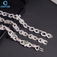 Bracelet manchette de luxe CHOYUE pour femme en argent 925 plaqué rhodium, serti de moissanite taille brillant en forme de trèfle, certifié GRA