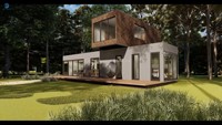 Maison modulaire moderne à 2 étages avec terrasse sur le toit